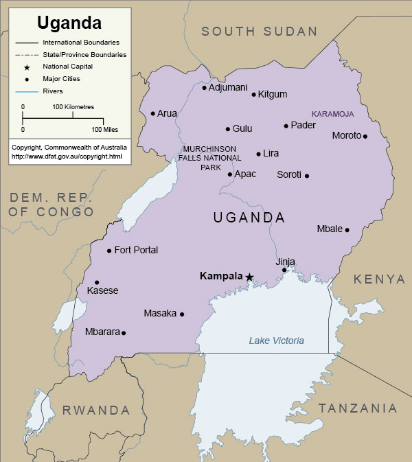 Map of Uganda - Tourism in Uganda